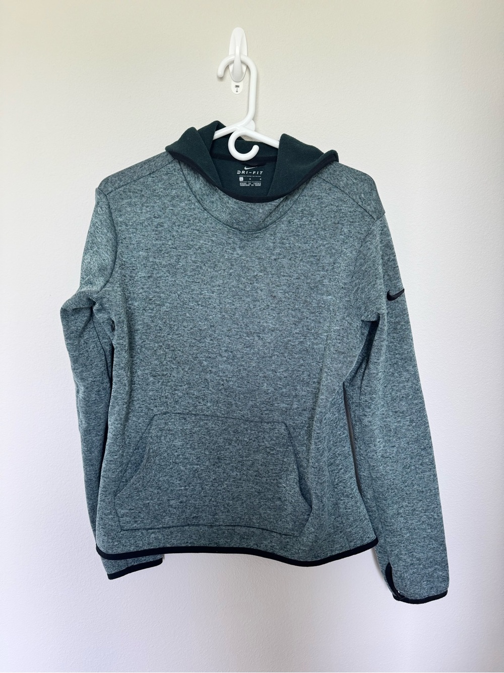 Nike Heather Green Pullover Hoodie with Black Accents